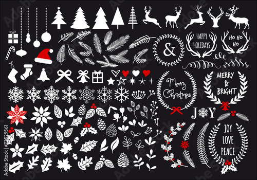 White Christmas set, vector design elements