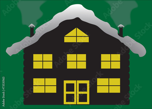 Christmas Log Chalet Silhouette