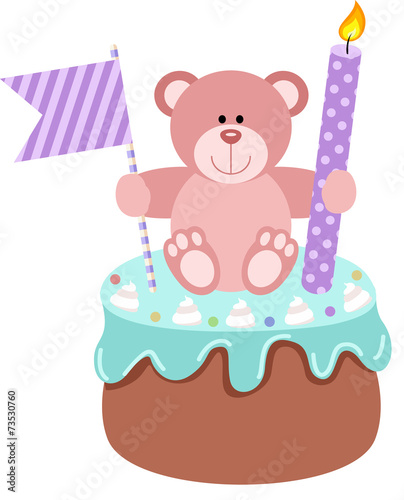Teddy bear up birthday cake