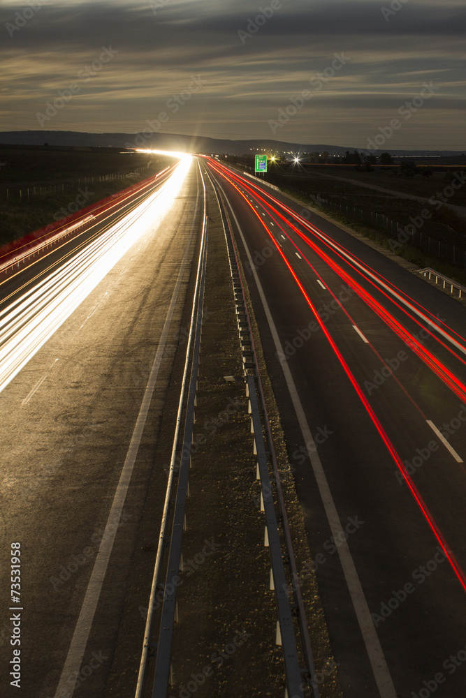 Highway light trails Highway light trails