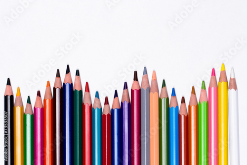 colored pencils on white background