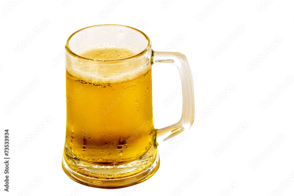 Frosty glass of light beer set isolated on a white background Frosty glass of light beer set isolated on a white background