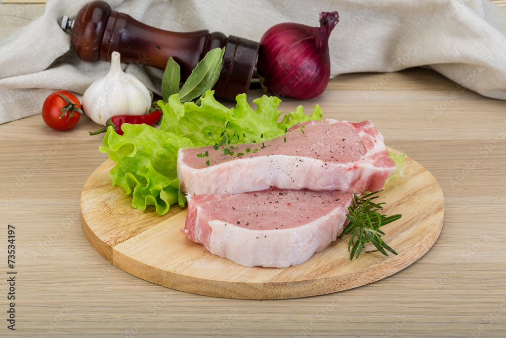 Raw pork steak