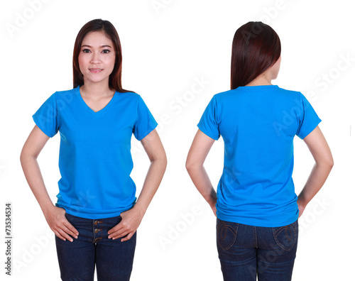 blank t-shiet set (front, back) with female