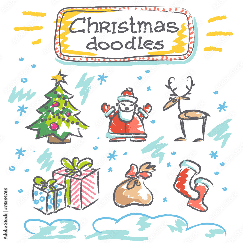 Obraz premium Doodle christmas icons