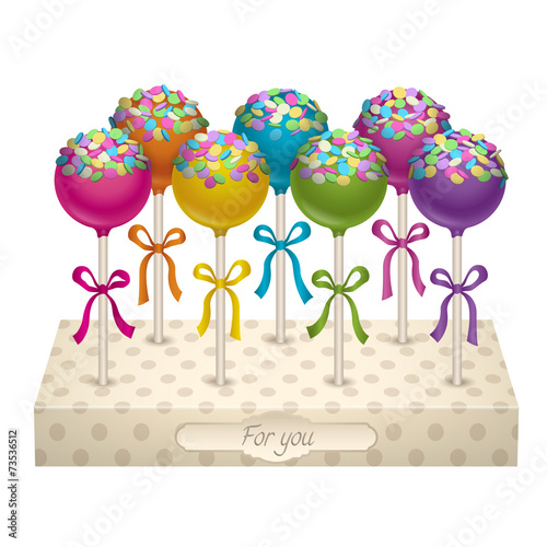 Tasty delicacy Cake Pops on the stand