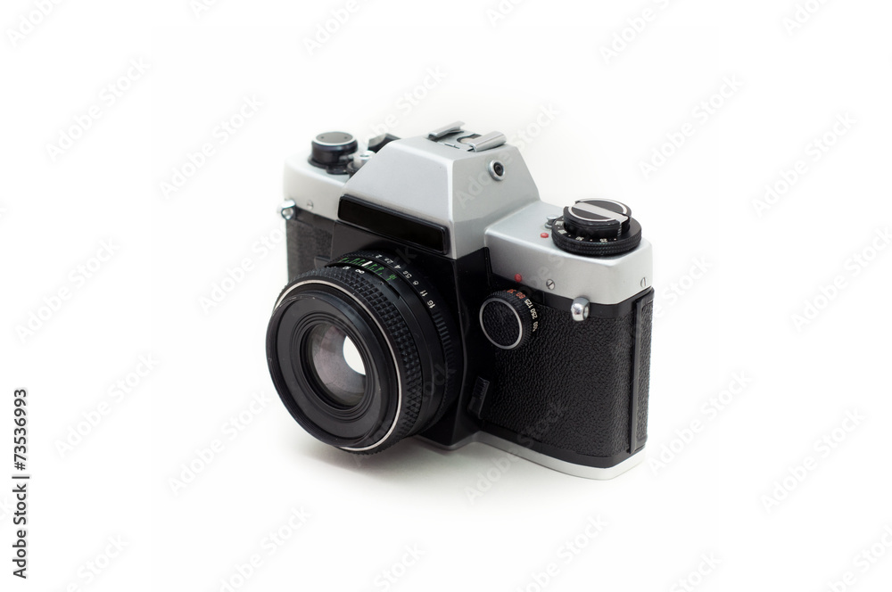 Retro photo camera isolated on a white background Retro photo camera isolated on a white background