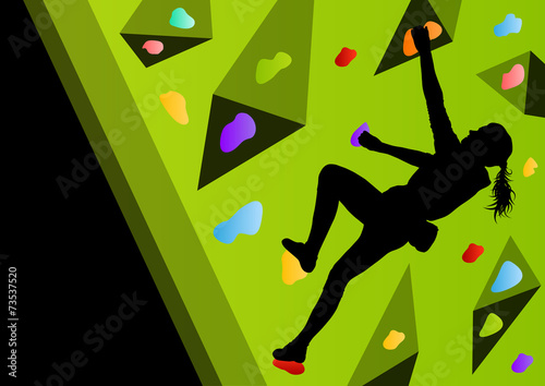 Children rock climber sport athletes climbing wall in abstract s