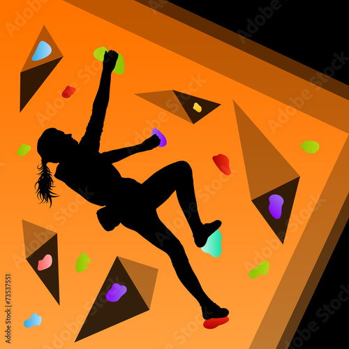 Children rock climber sport athletes climbing wall in abstract s