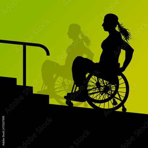 Active disabled young woman in a wheelchair detailed health care