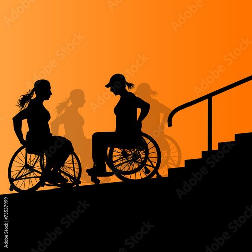 Active disabled young woman in a wheelchair detailed health care