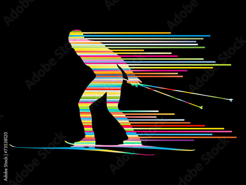 Cross country skiing vector background concept