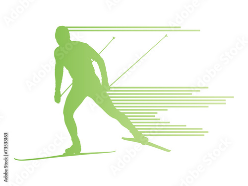 Cross country skiing vector background concept