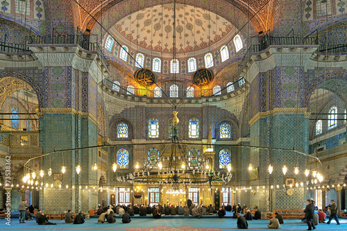 Interior of Yeni Mosque in Istanbul, Turkey photo