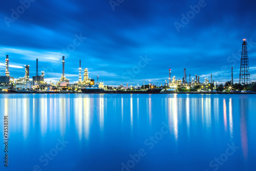 panorama of Oil refinery with reflection