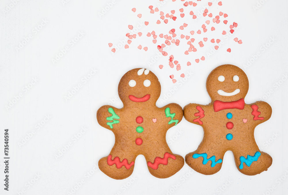 Gingerbread cookies on the white background Gingerbread cookies on the white background