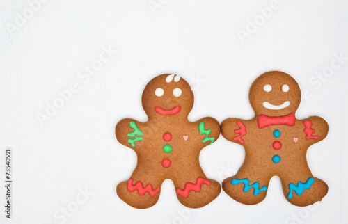 Gingerbread cookies on the white background