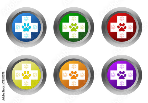 Set of rounded colorful buttons with veterinary symbol © miff32