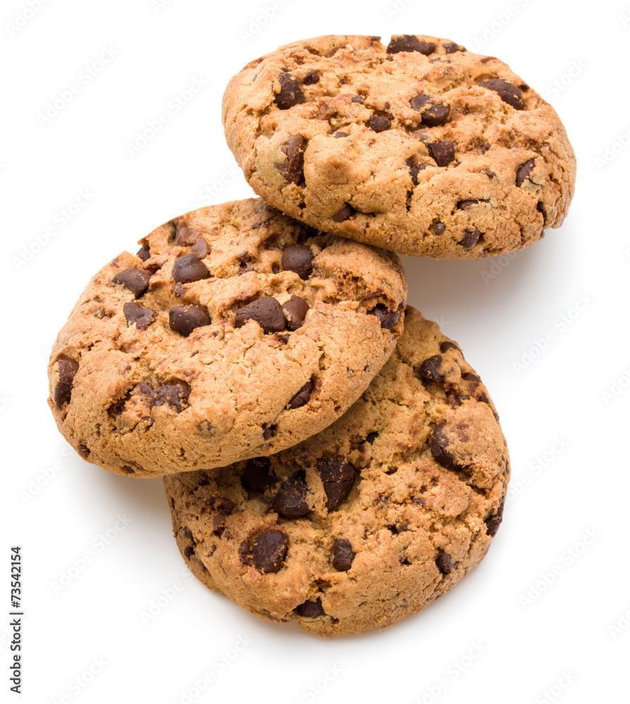 Chocolate cookies isolated on white background cutout Chocolate cookies isolated on white background cutout