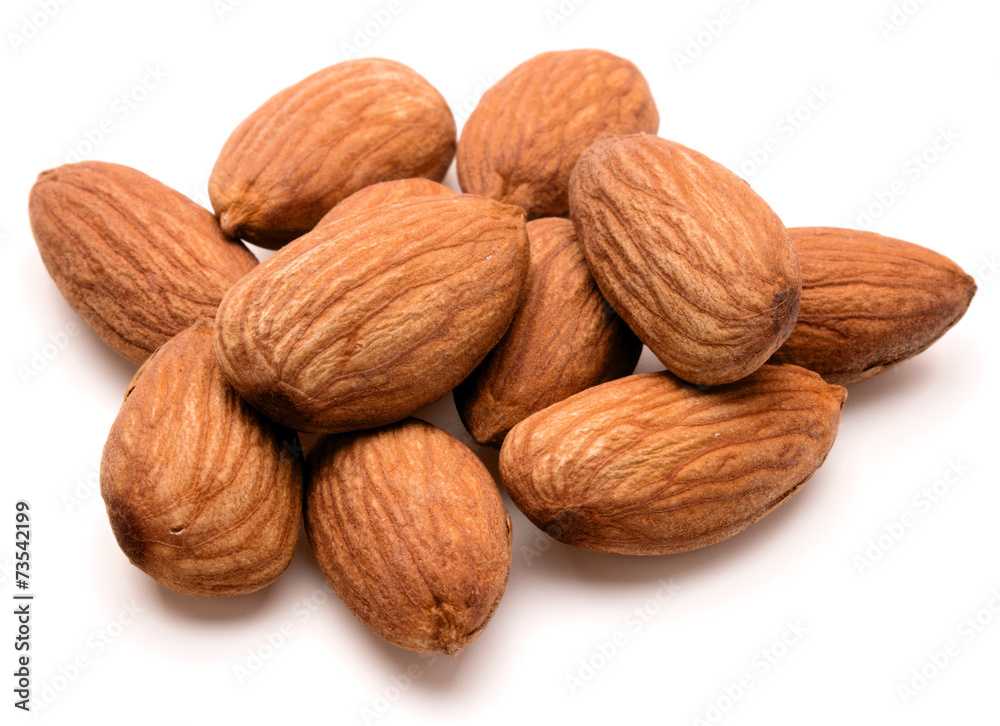 almond nuts isolated on white background close up almond nuts isolated on white background close up