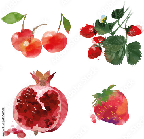Set of  cherry strawberry garnet 