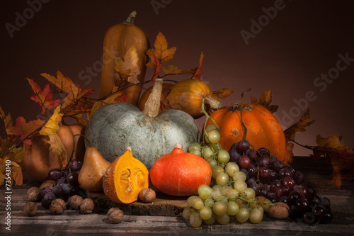 pumpkins, grapes and nuts