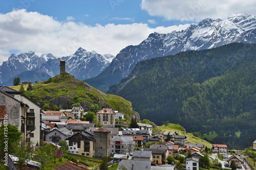 Swiss Alps-view on the town Ardez