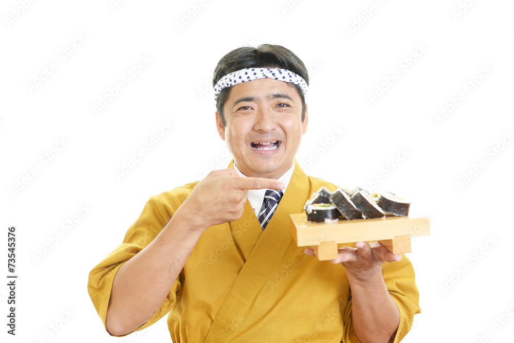 笑顔の寿司職人