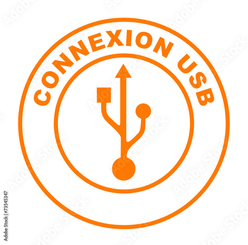 connexion usb sur bouton web rond orange