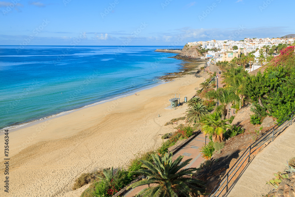 Walkway to tropical beach in Morro Jable, Fuerteventura island
