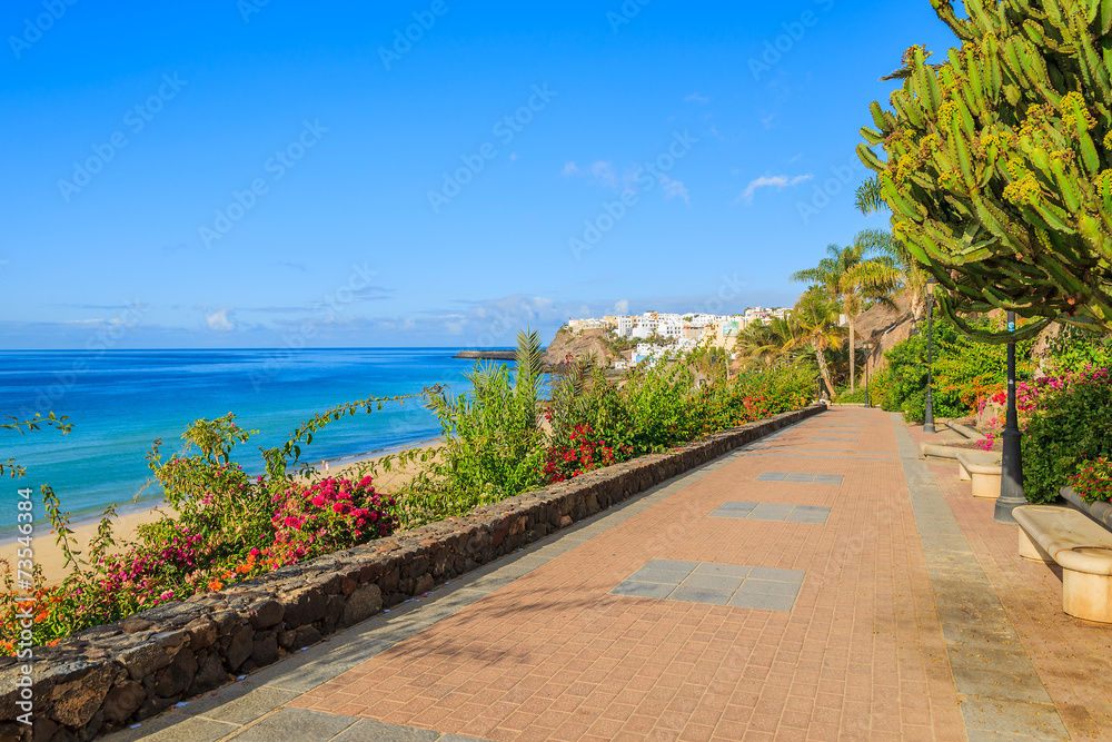 Beach promenade in Morro Jable town, Fuerteventura island