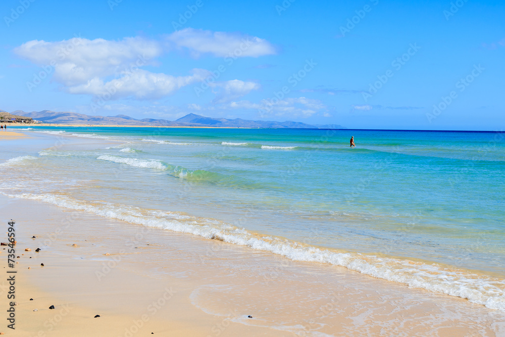 Beautiful golden sand Sotavento beach on Fuerteventura island