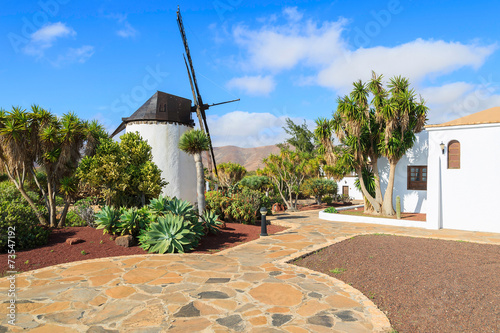 Old windmill in tropical gardens, Antigua village, Fuerteventura