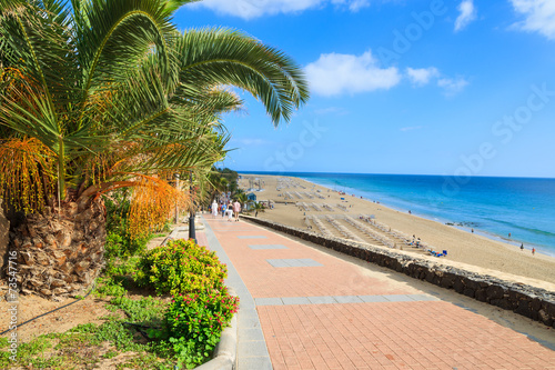 Promenade along a beach in Morro Jable village, Fuerteventura