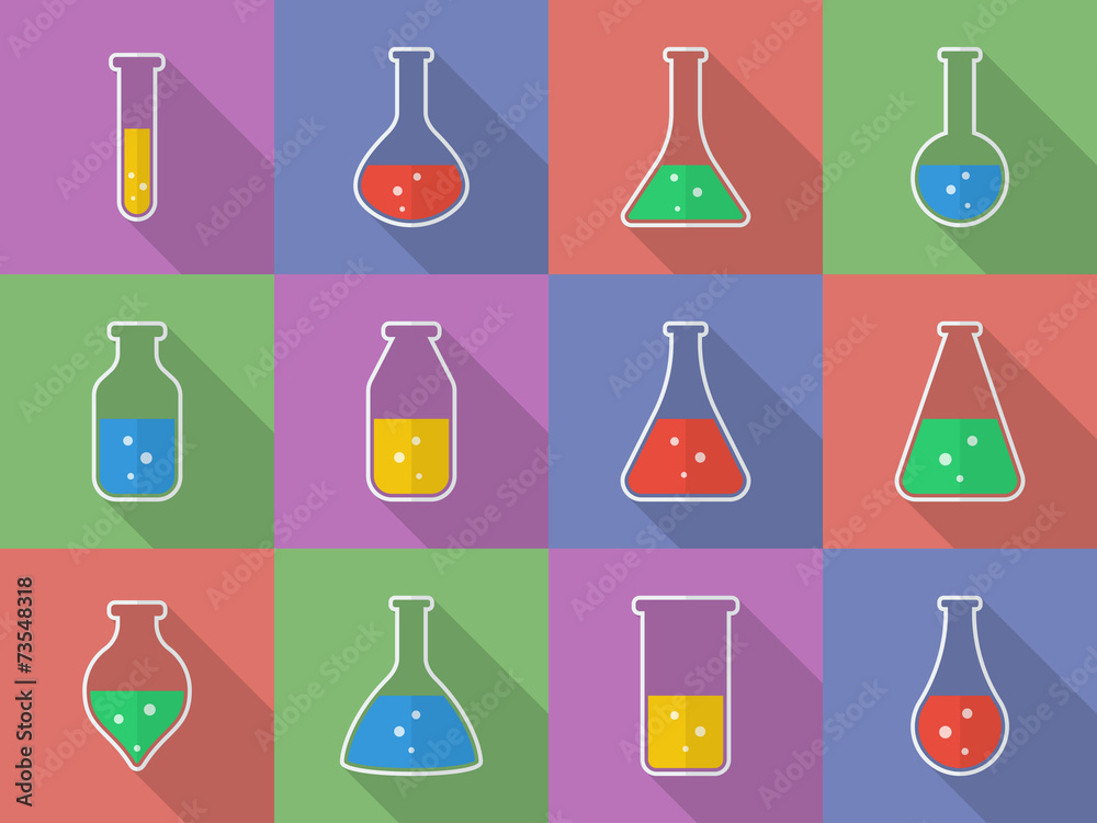 Test tubes and flasks icons Test tubes and flasks icons