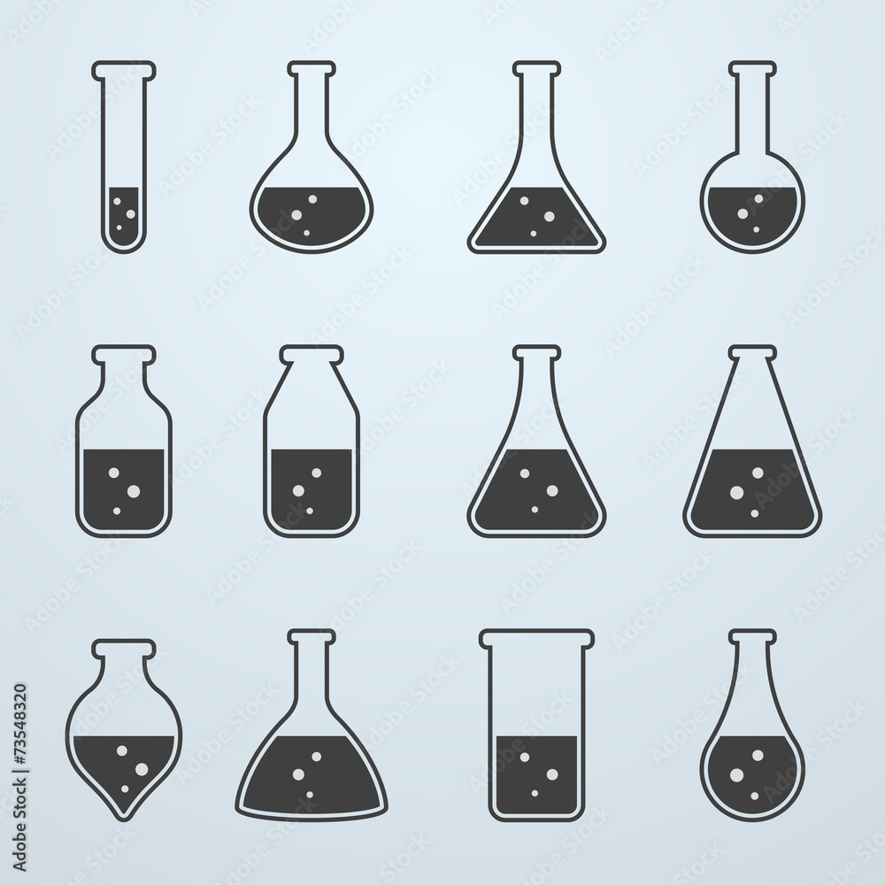 Test tubes and flasks icons Test tubes and flasks icons