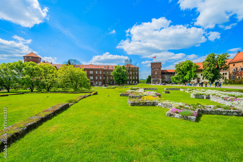 Wawel castle on beautiful sunny day in Krakow, Poland