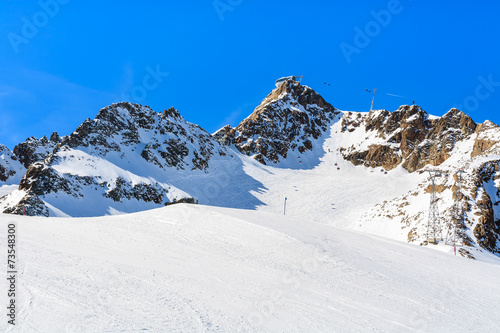 Ski slope and lift in Austrian winter resort of Pitztal, Austria
