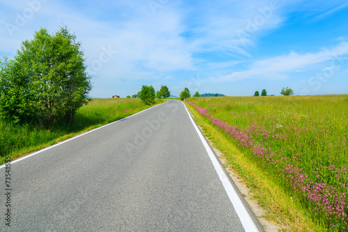 Countryside road in summer landscape of Tatra Mountains, Poland