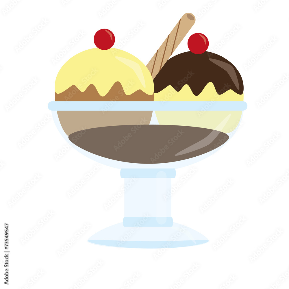 chocolate and vanilla ice cream isolated