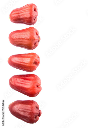 The exotic rose apple fruit over white background