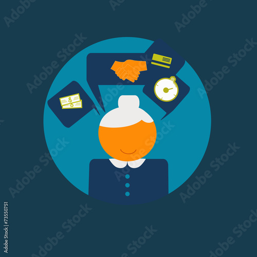 Vector icon happy customer - grandmother