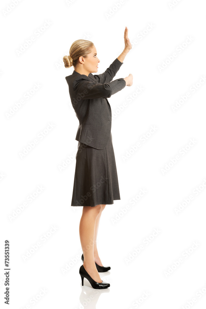 Woman holding hands in copyspace Woman holding hands in copyspace