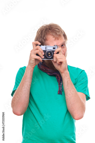 Studio portrait of man photographing