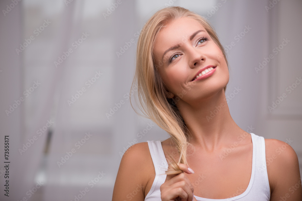 Beautiful blond girl expresses different emotions Beautiful blond girl expresses different emotions
