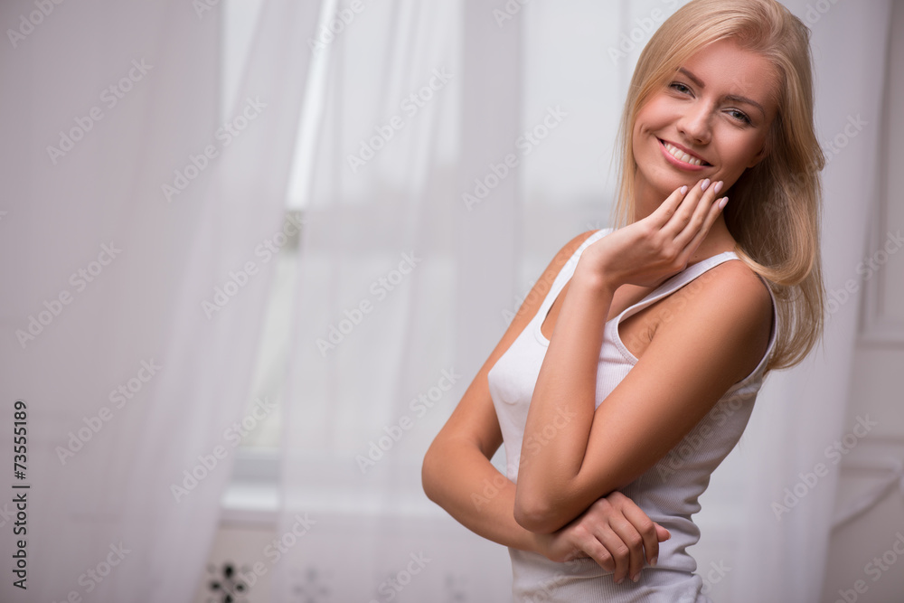 Beautiful blond girl expresses different emotions Beautiful blond girl expresses different emotions