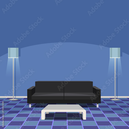 Modern Living Room - Blue