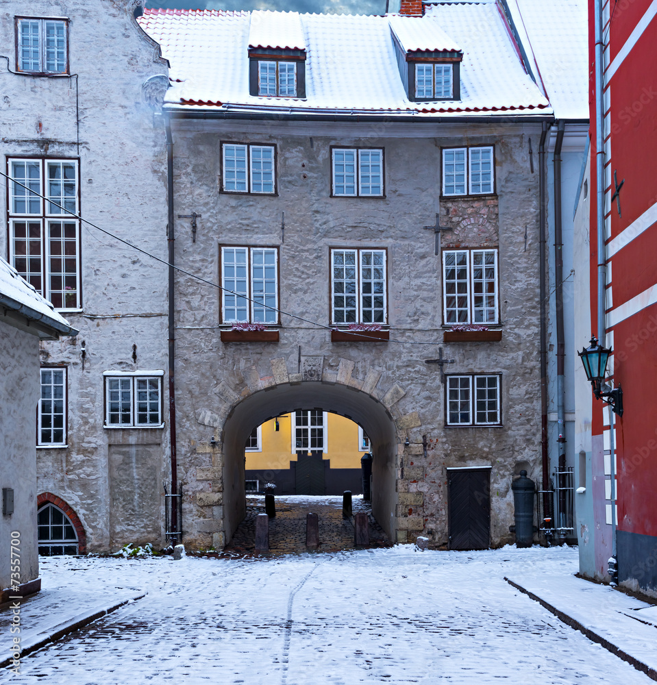 Winter in old city of Riga, Latvia
