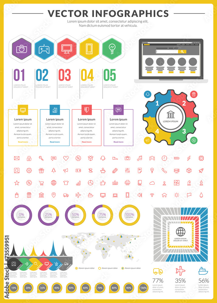 Big pack of data visualization vector infographics