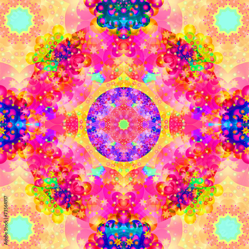 Kaleidoscope Fractal Pink and Yellow